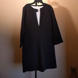 Charcoal grey wool dress with front pockets