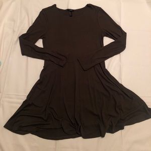 Olive green long sleeve skater dress