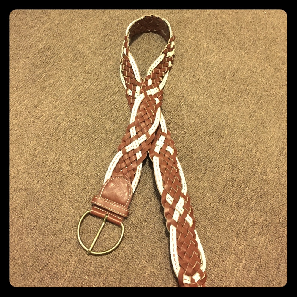 Brown and white braided belt