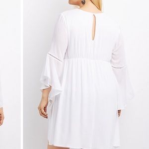 White bell sleeve dress. NO BELT INCLUDED