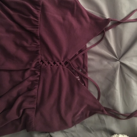 Maroon strappy tank -baby doll cut - Picture 2 of 2