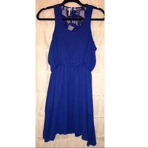VICI Royal Blue Crochet Racerback Dress