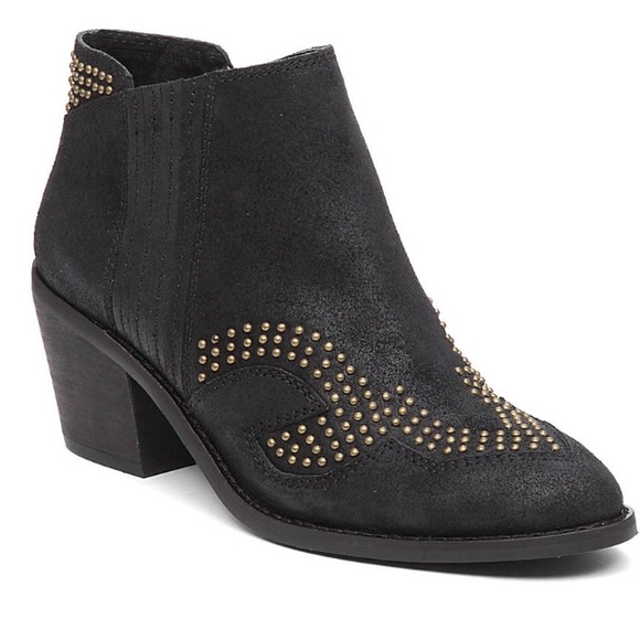 New no box Lucky Brand Maiaa Studded Bootie Almond Toe  6.5M box 1 - Picture 1 of 8