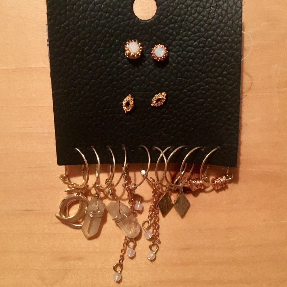 Free people rose gold earring set