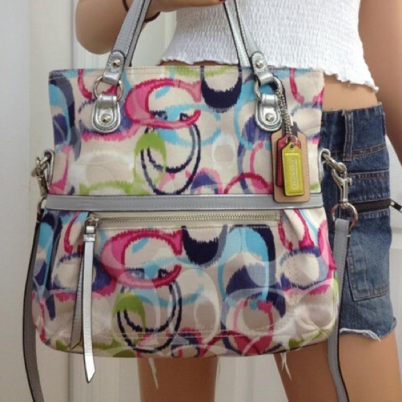 NWT COACH POPPY SIGNATURE IKAT FOLDOVER BAG - Picture 1 of 6