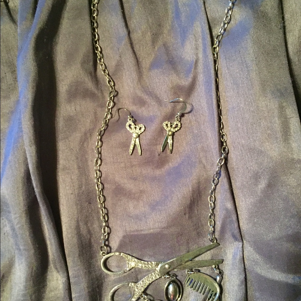 Cosmetologist necklace and earrings
