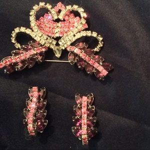 Antique vintage brooch and earrings