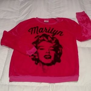 Fuzzy pink Marilyn Monroe sweatshirt