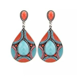Color block vintage style fashion drop earrings