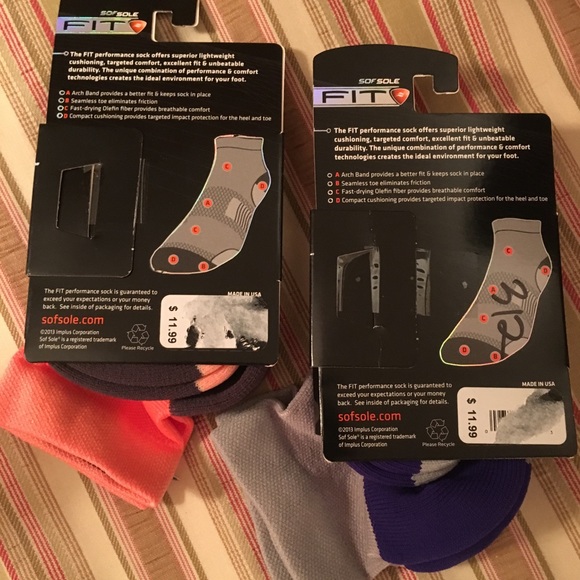 2 pairs SOFSOLE Low Cut Running Socks . - Picture 3 of 4