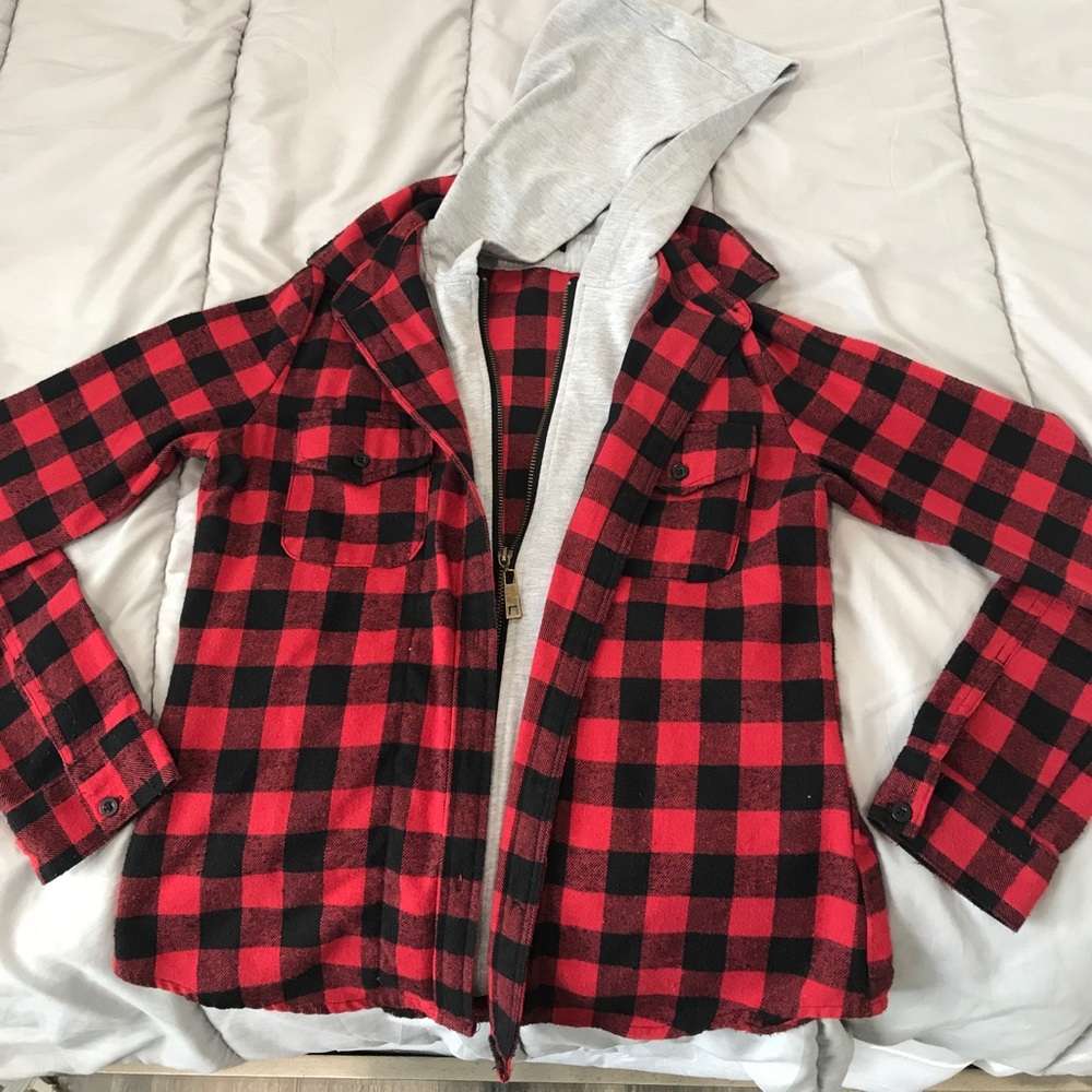 Black and red checkered jacket