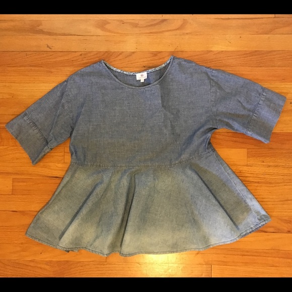 Chambray Adriano Goldschmied Peplum Shirt - Picture 1 of 3
