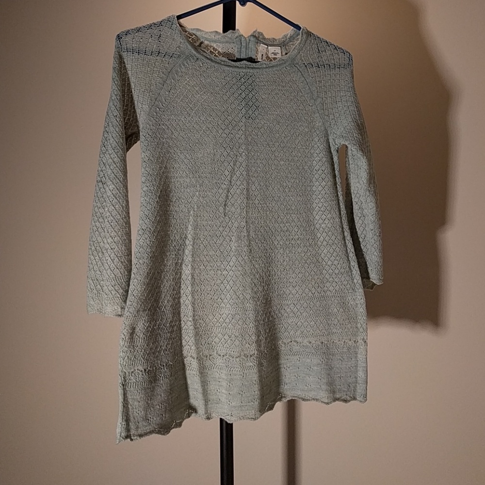 Mint green crochet sweater from Anthropologie