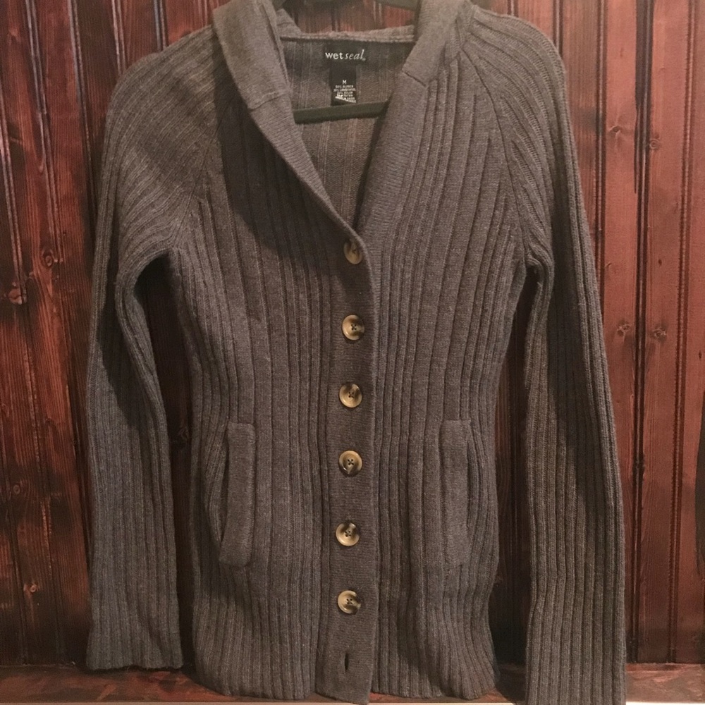 Wet seal gray button up sweater