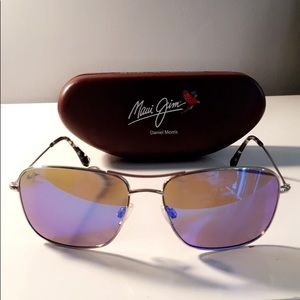 MauiJim 63mm Polarized Titanium Aviator Sunglasses