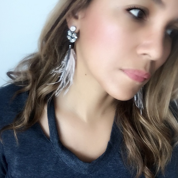 FEATHER STATEMENT EARRINGS (A11) - Picture 2 of 4