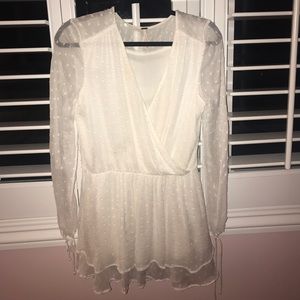 Free People White Long sleeved dress