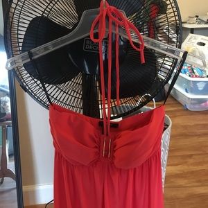 Bright pink maxi dress with halter strap