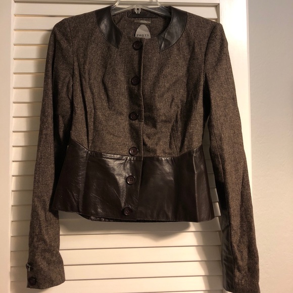 Ports 1961 Mélange Leather Trimmed Coat - Picture 1 of 3