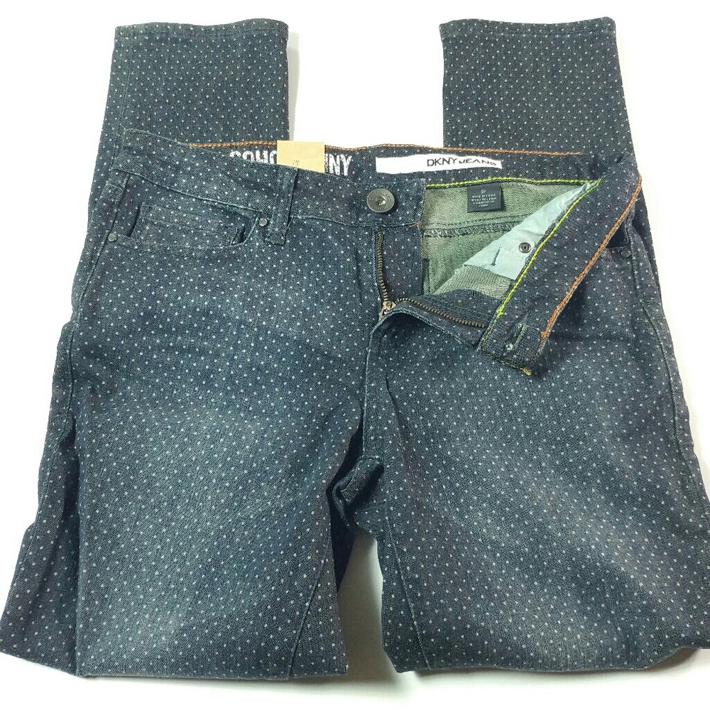 DKNY SZ 8 SOHO SKINNY JEANS DOTS