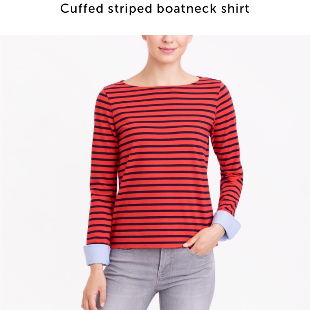 New with tags! Cuffed stripped boatneck shirt