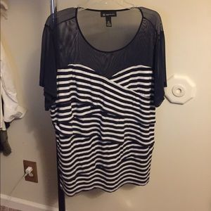 ➕iNC Navy & White diagonally striped shirt 3x