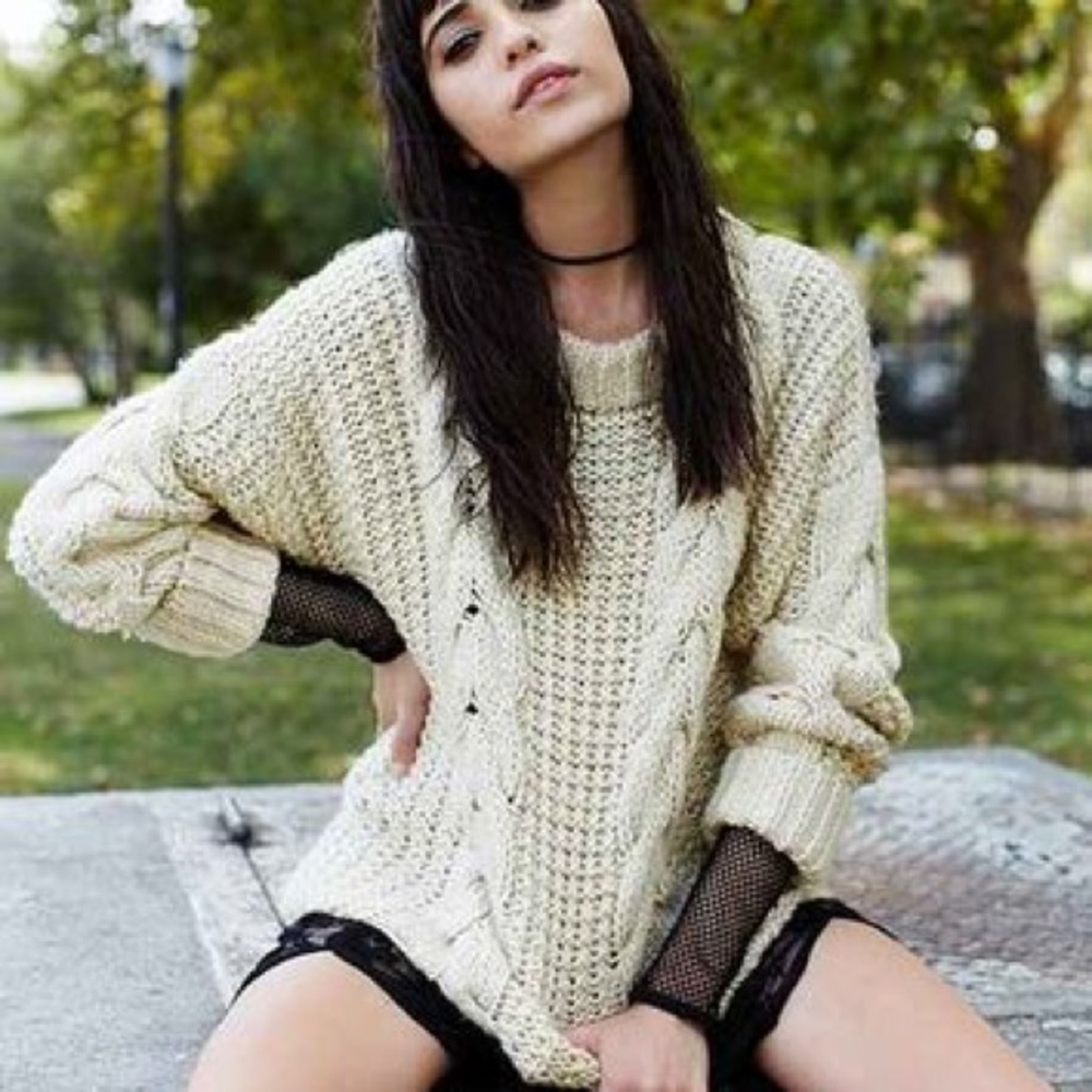 Unif x UO Cream Cozy Knit Reverb Sweater - Picture 3 of 3