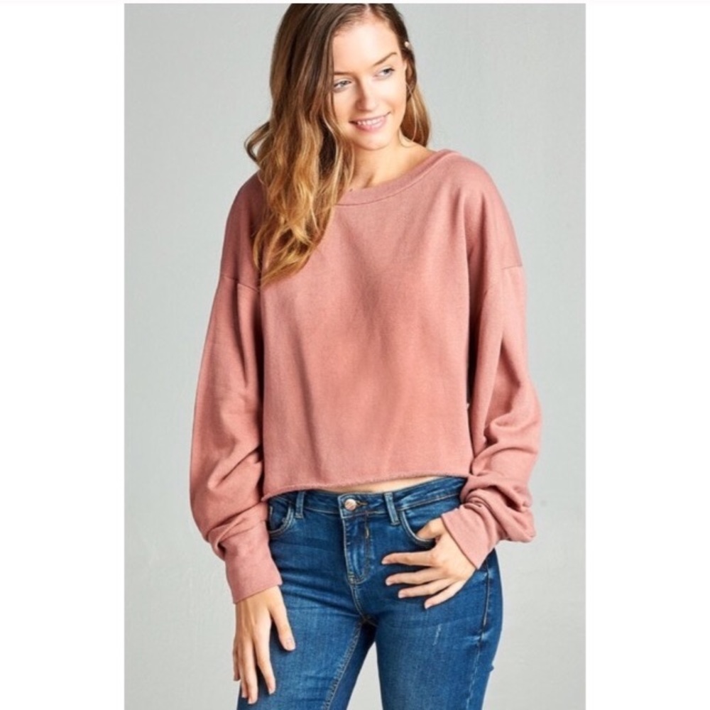 Muave dropped shoulder cropped sweater
