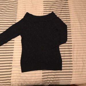 Navy boat neck sweater so classy on!!