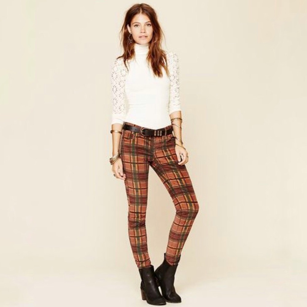 Free People Plaid Corduroy pants