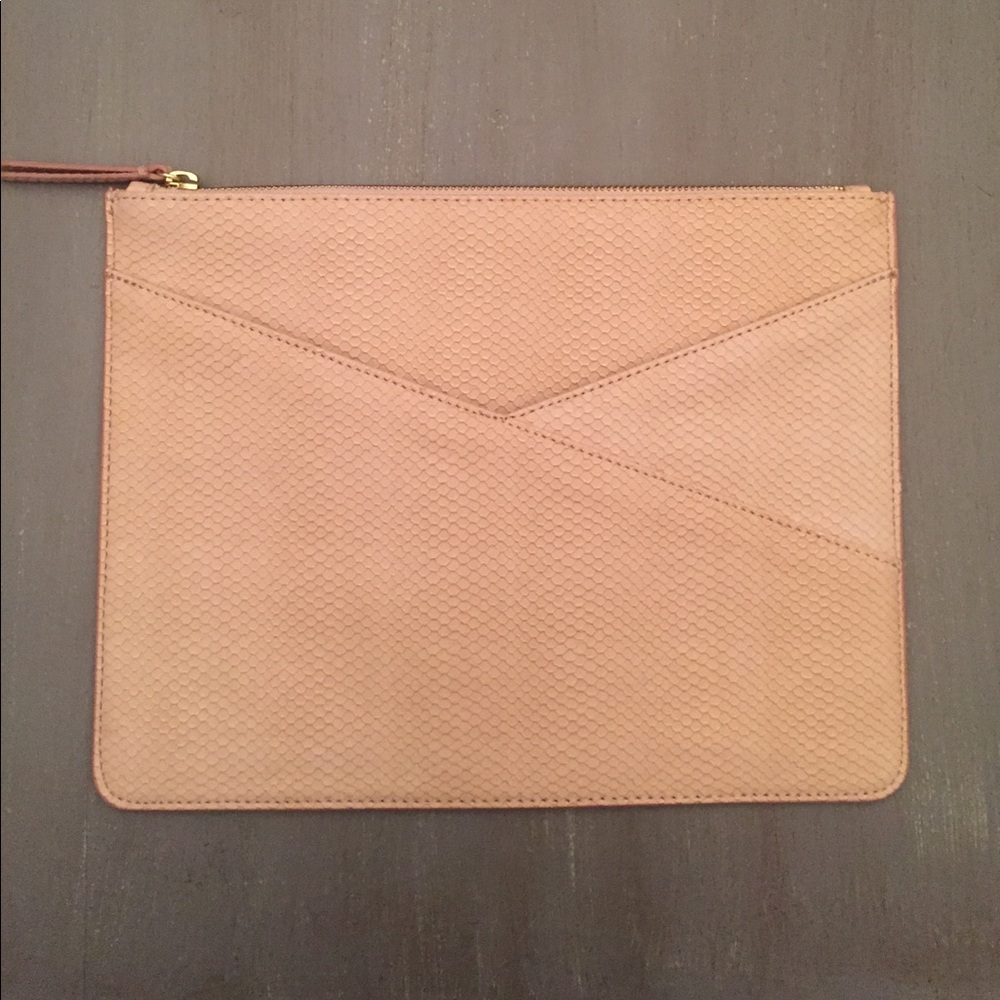 Beige snakeskin print Banana Republic clutch bag