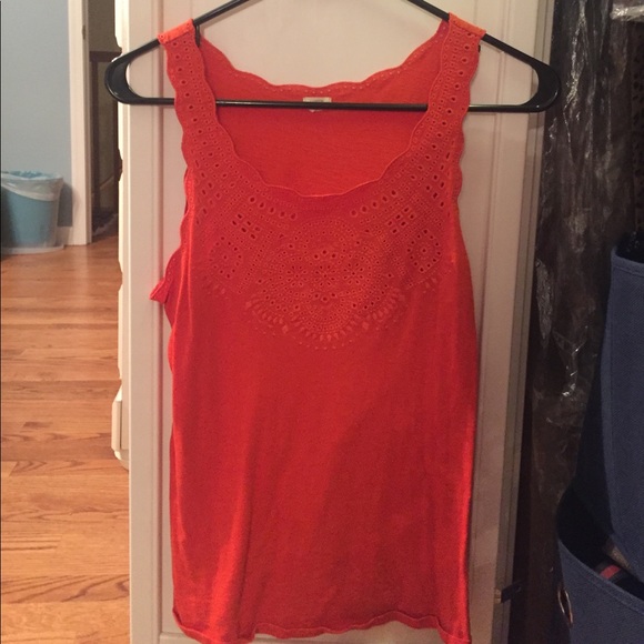J.crew Orange Embroidered tank top - Picture 1 of 2