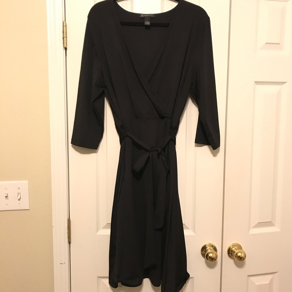 INC Faux Wrap Dress--Black--2X