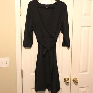 INC Faux Wrap Dress--Black--2X