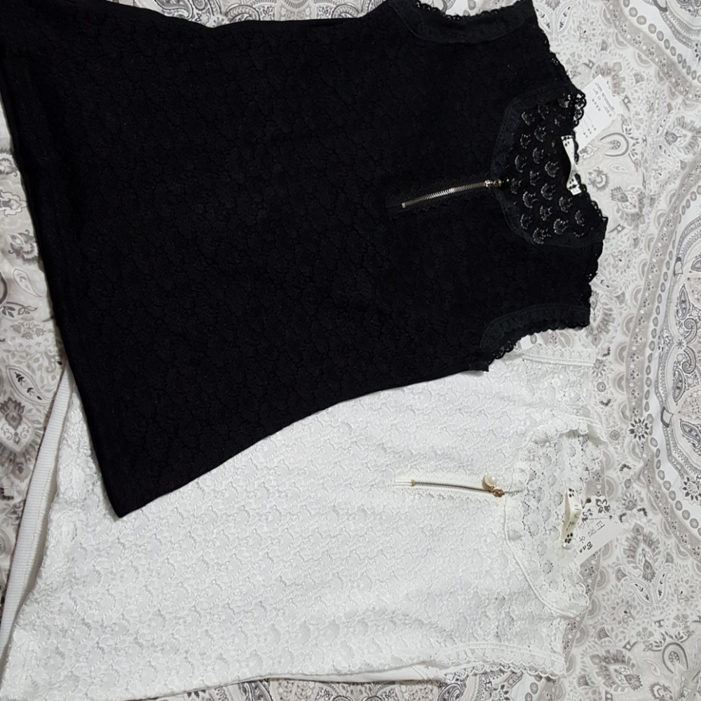 Black and White Lace tank tops