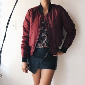 Burgundy bomber jacket
