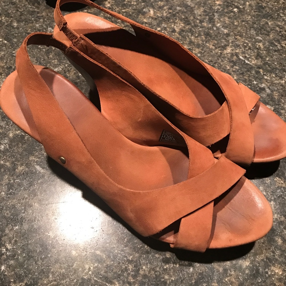 Ugg leather stacked platform heels