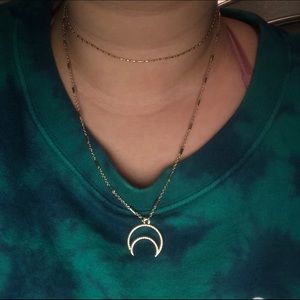 Gold moon and choker necklace