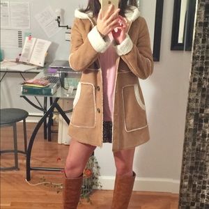 Tan Faux suede Sherpa coat