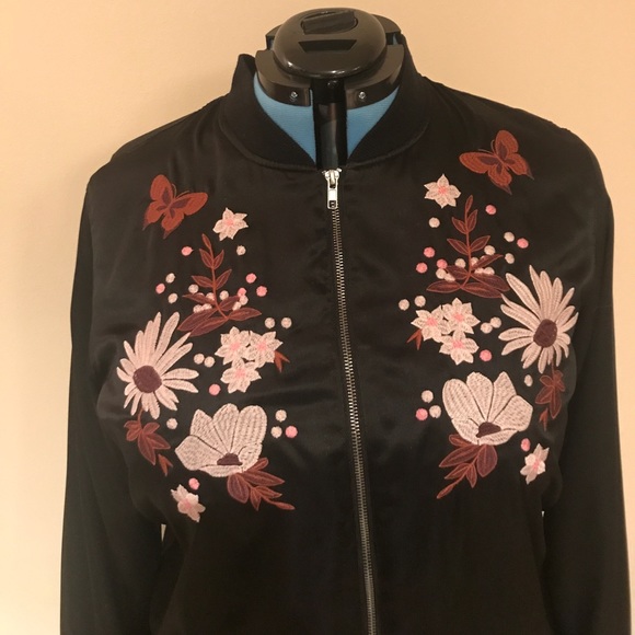 Xhilaration Jackets & Blazers - Floral Embroidered bomber jacket
