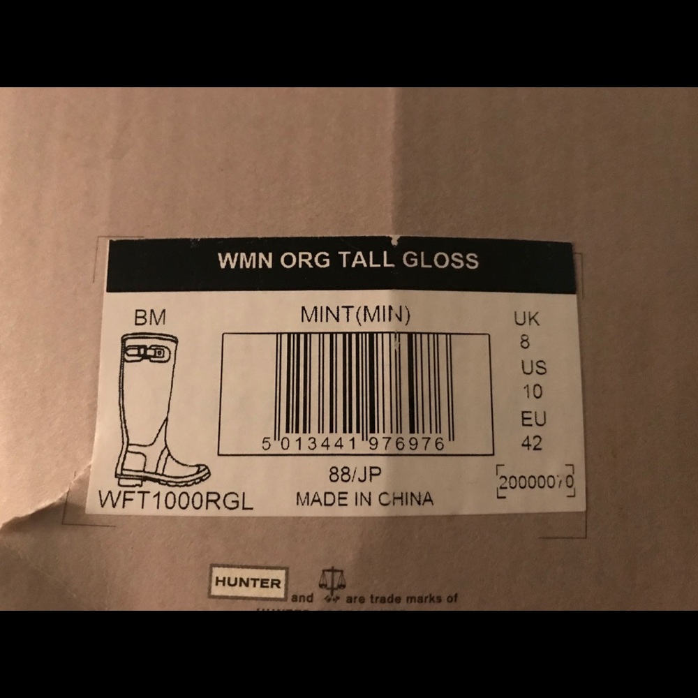 Mint green hunter boots size 10