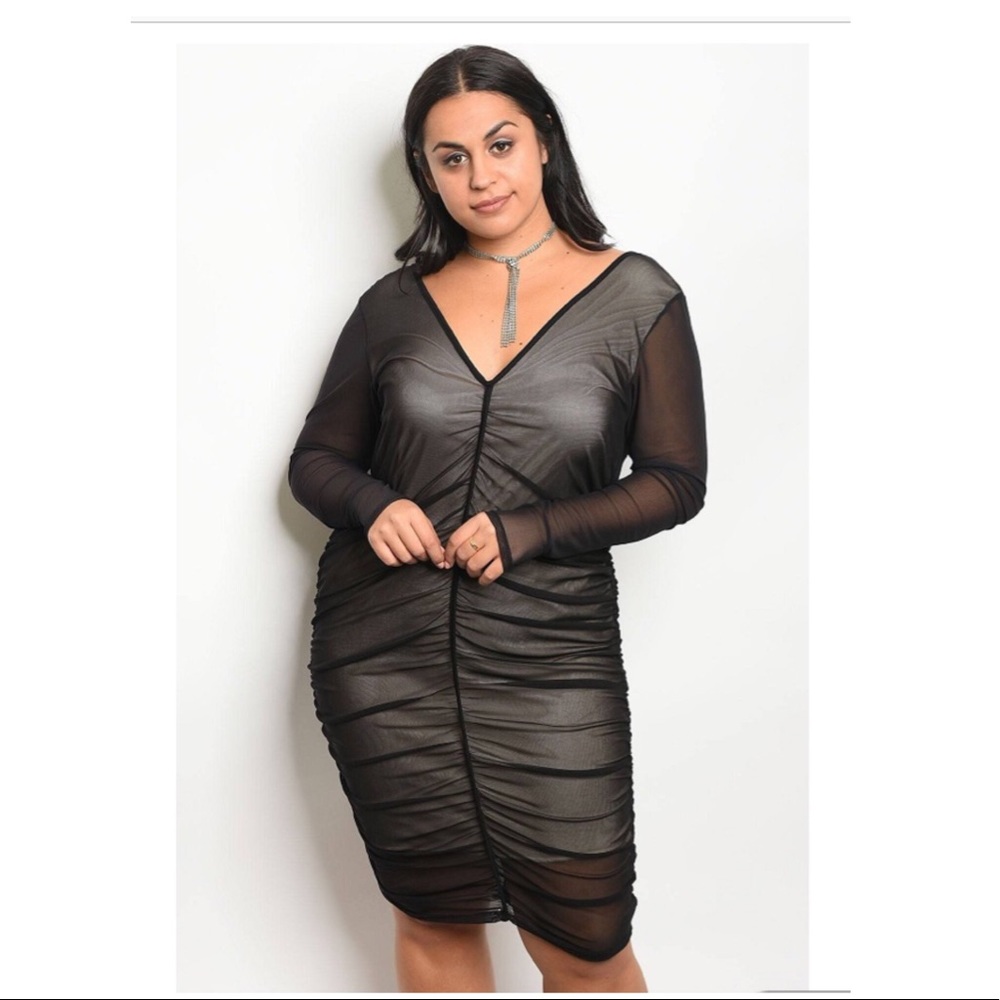 HP🎉Plus Size long sleeve mesh dress