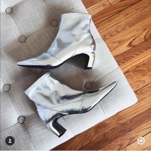 Zara silver ankle booties 37 gently worn