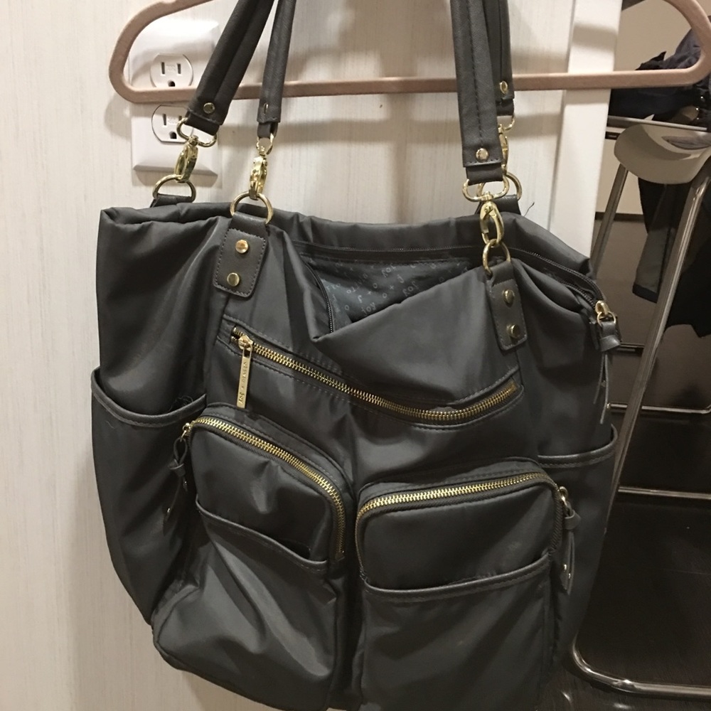 Grey computer/diaper bag