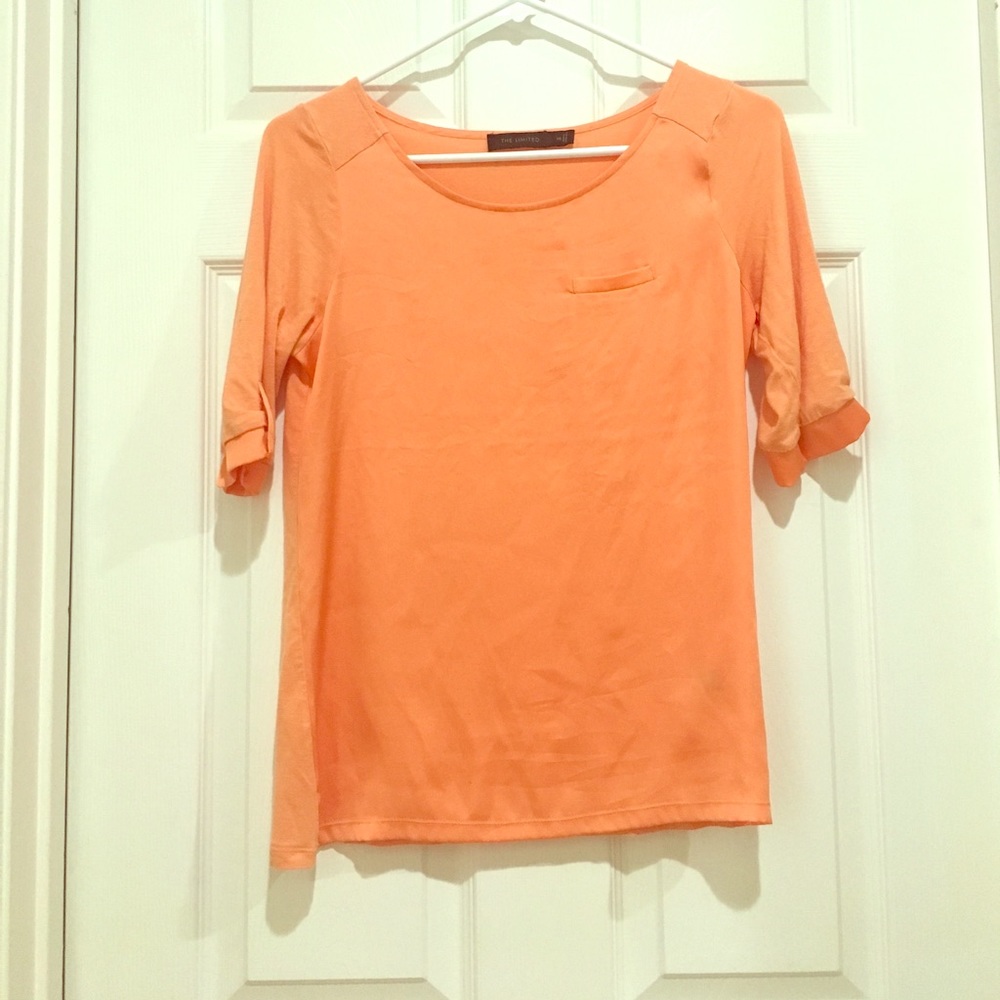 Limited orange/melon colored 3/4 length sleeve top