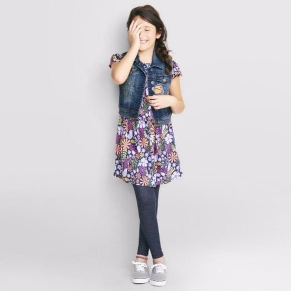 New CAT & JACK Girl's Floral Dress sz XL 14/16 - Picture 3 of 4