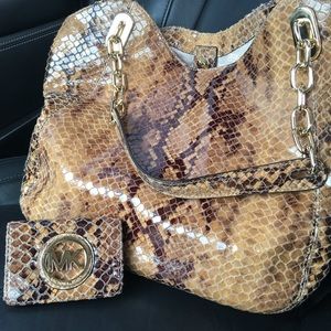 Michael kors snake skin purse and small wallet