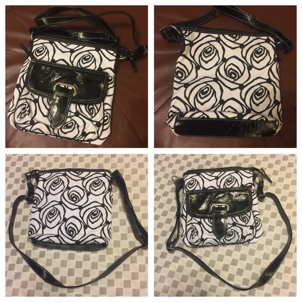 Emilie M Black &bWhite Crossbody HandBag