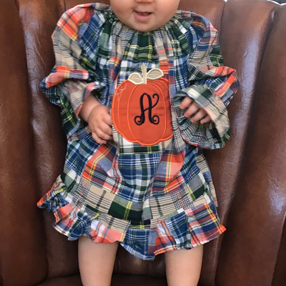 Pumpkin Initial A dress 12M