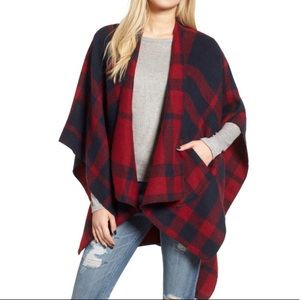 BP Nordstrom Buffalo Check Cape Poncho